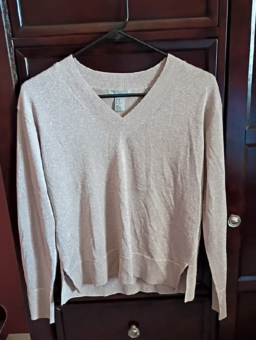H&M Shimmery Champagne V-Neck Sweater
